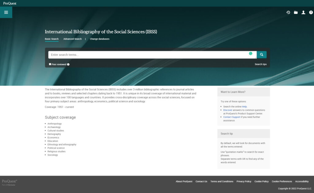 International Bibliography of the Social Sciences (IBSS)