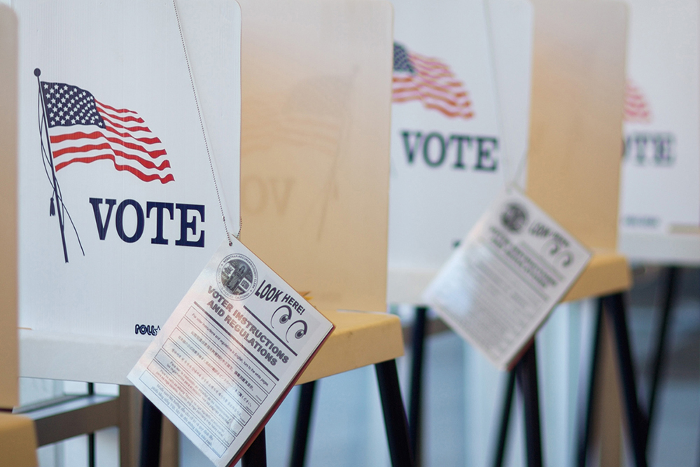 Voting booths at Hermosa Beach City Hall during California Primary