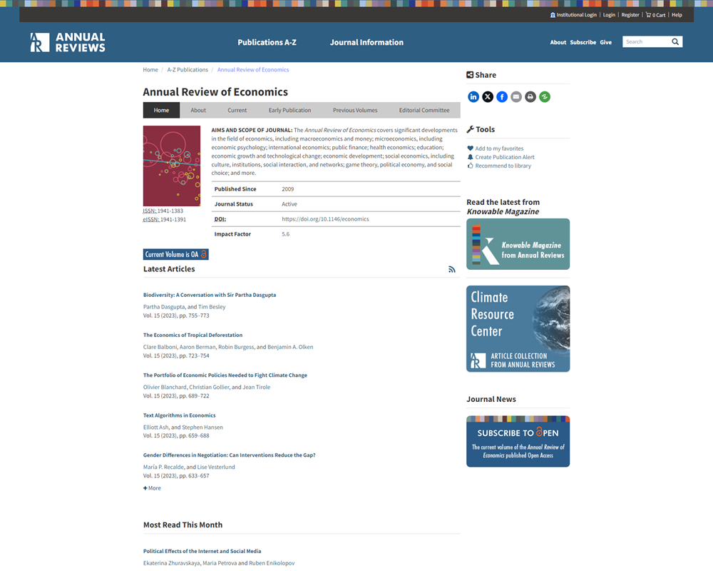 Annual Review of Economics