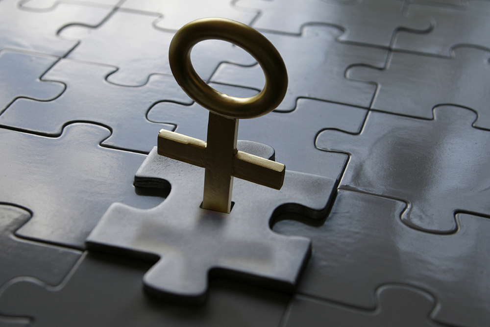 Sociology of Gender: Image of ankh-shaped key inside a puzzle piece.