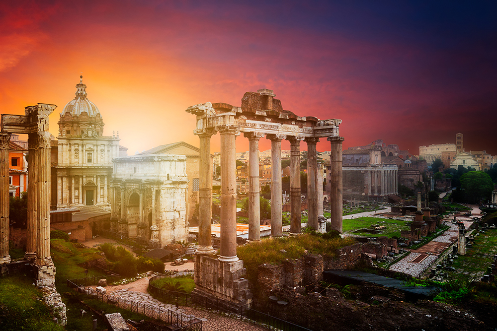 Historial Sociology: Image of Roman Forum in Rome, Italy during sunrise.