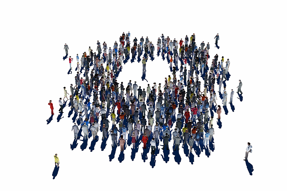 Social Demography:3d illustration of a crowd of people on a white background.