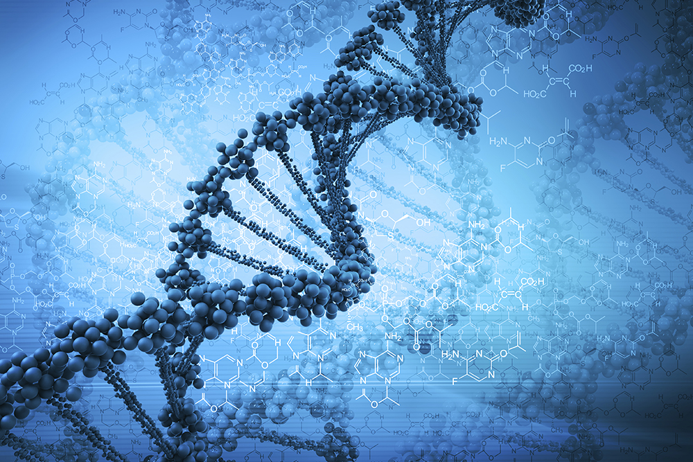 Biological Criminology: Digital illustration of a DNA.