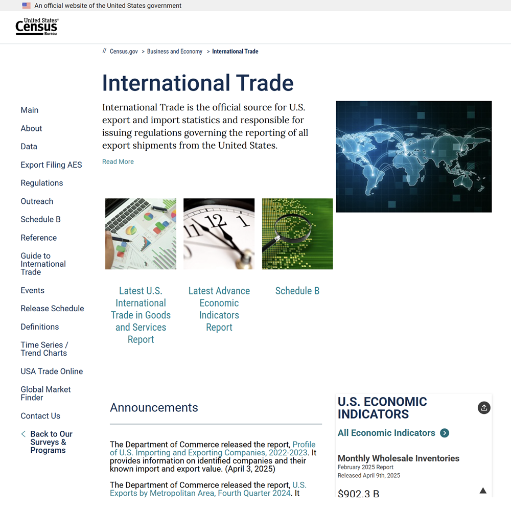 US Census Bureau - International Trade