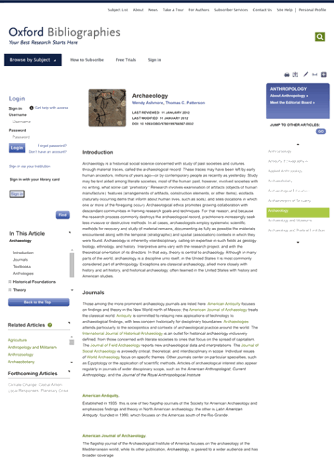 Oxford bibliographies archaeology