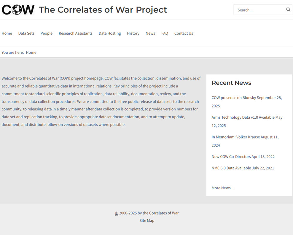 Correlates of war project