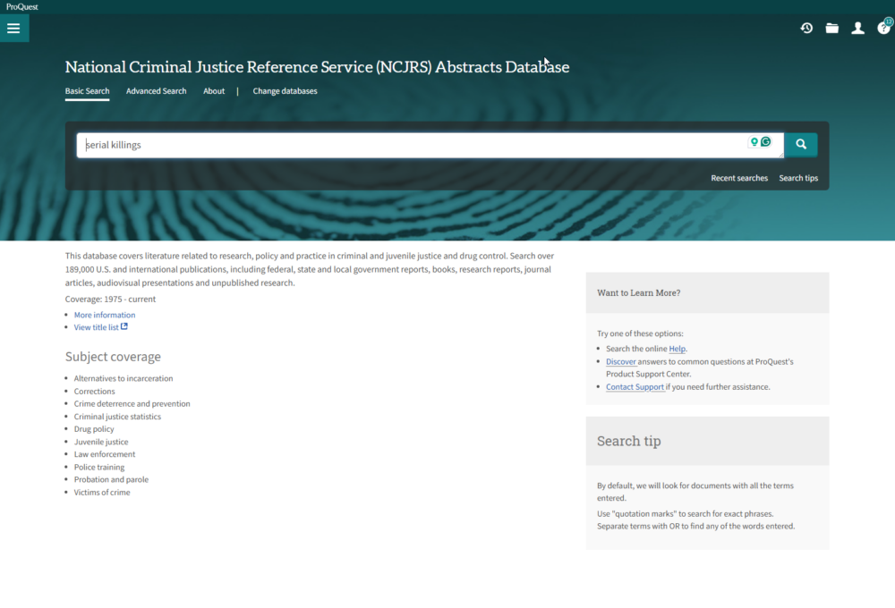 National criminal justice reference service (ncjrs) abstracts