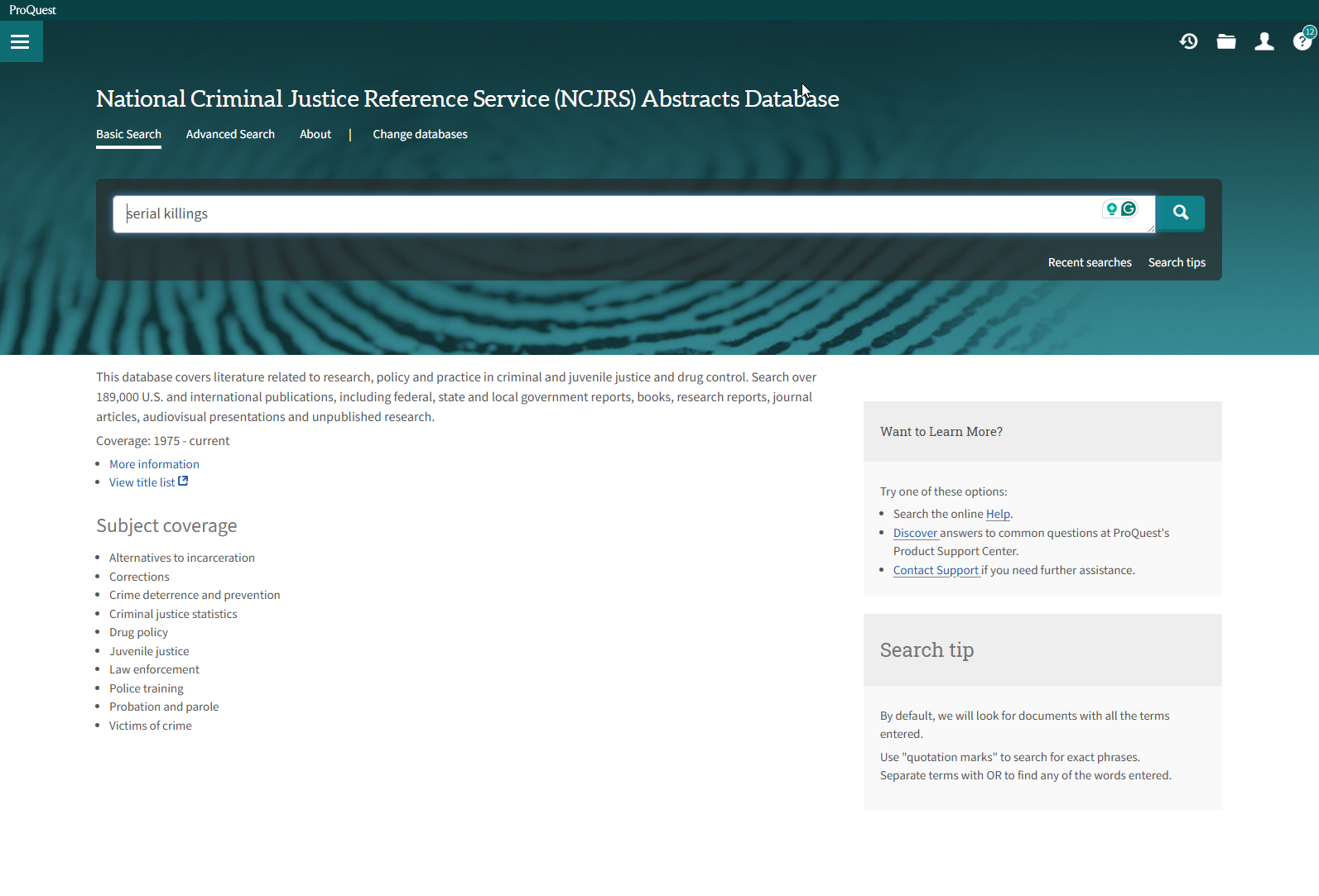 National criminal justice reference service (ncjrs) abstracts