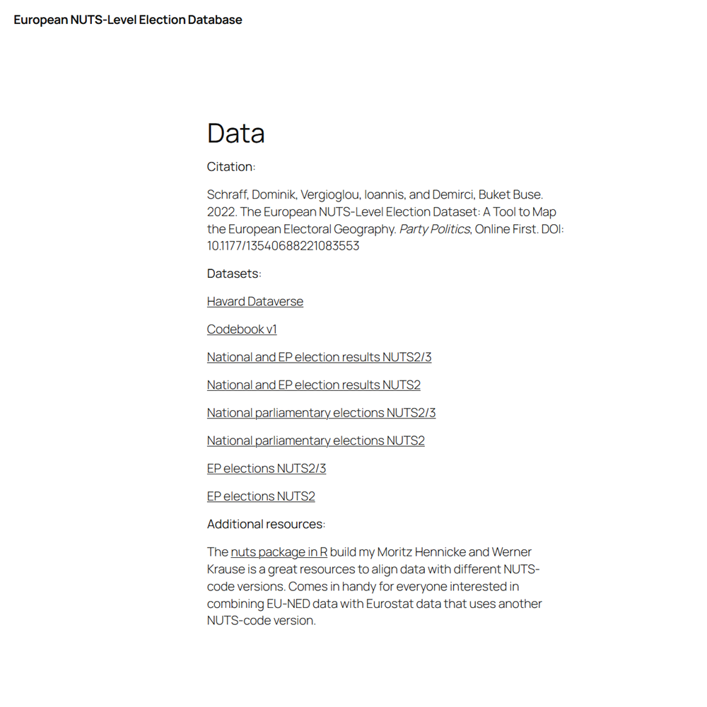 European nuts level election data (eu ned)