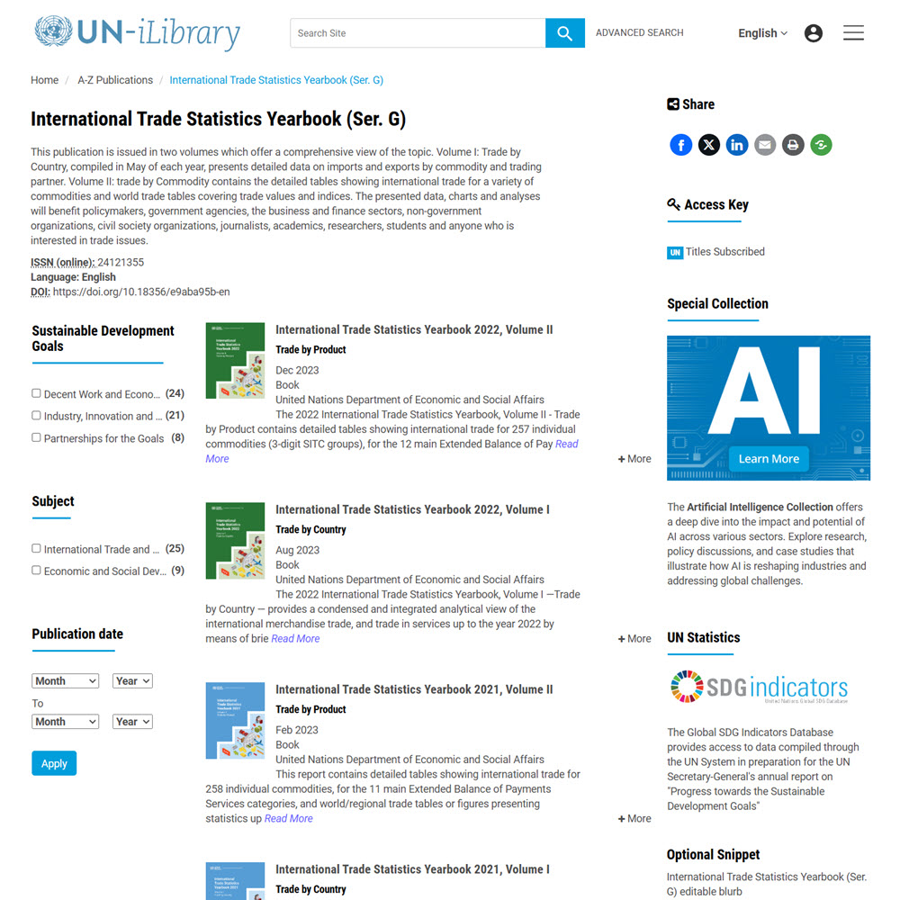 UN International Trade Statistics Yearbook