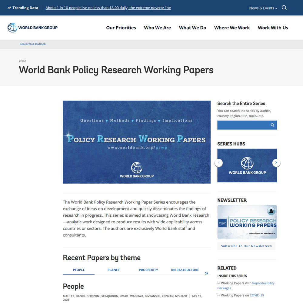World Bank Policy Research Working Papers