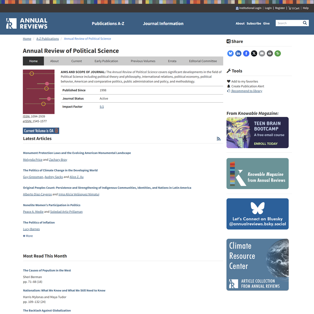 Annual Review of Political Science
