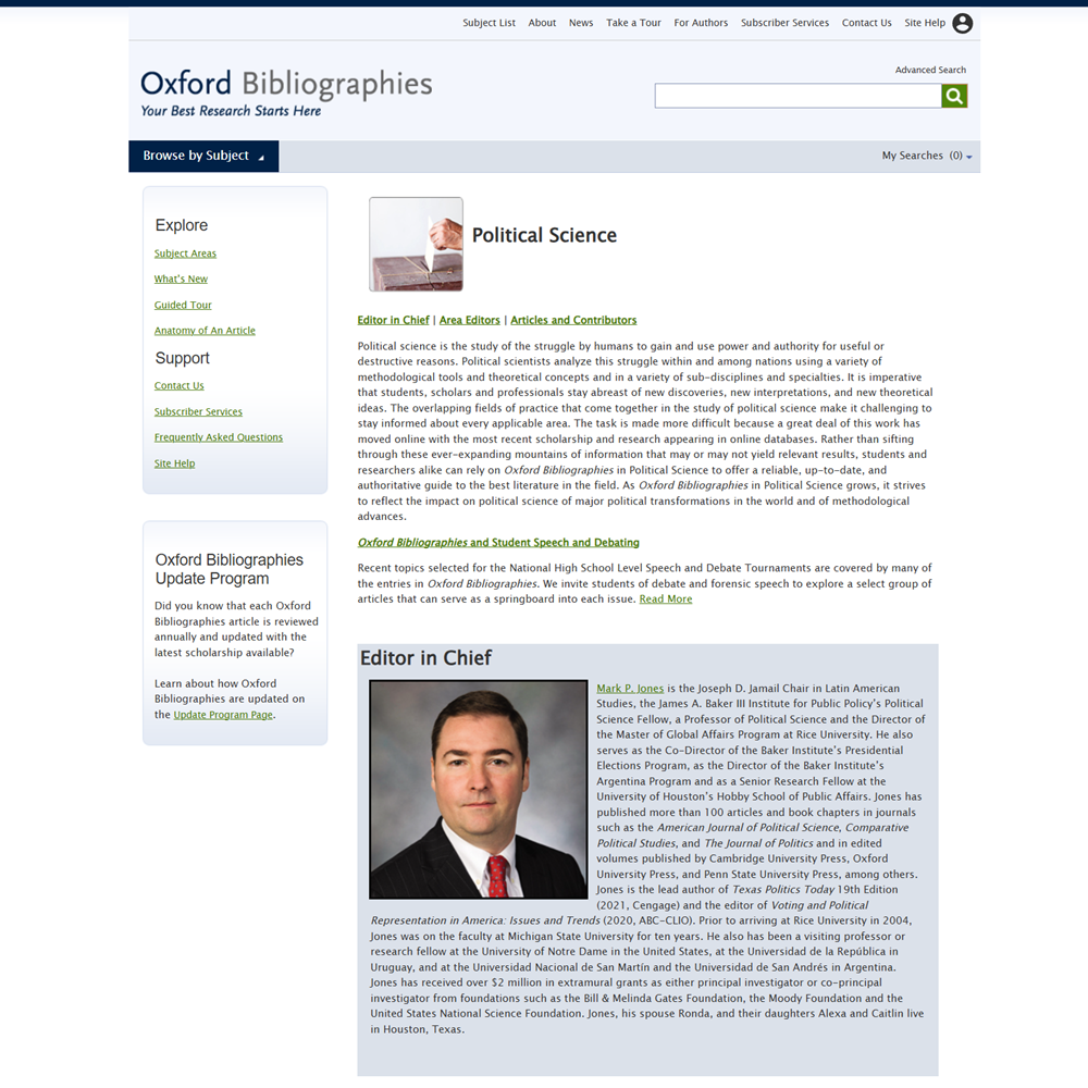 Oxford Bibliographies in Political Science