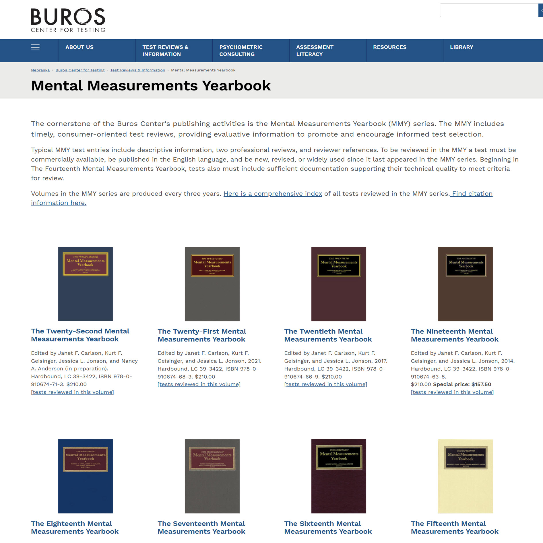 Mental Measurement Yearbook