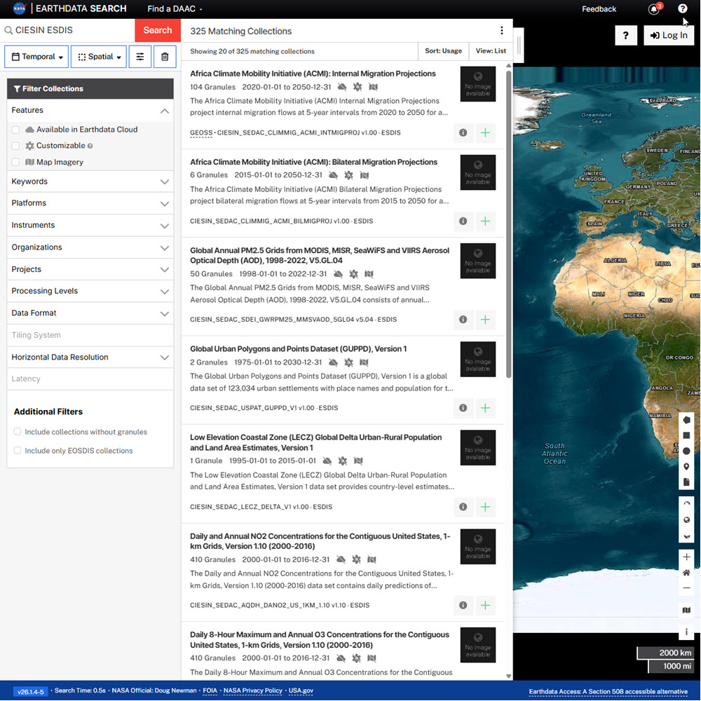 SEDAC Earthdata