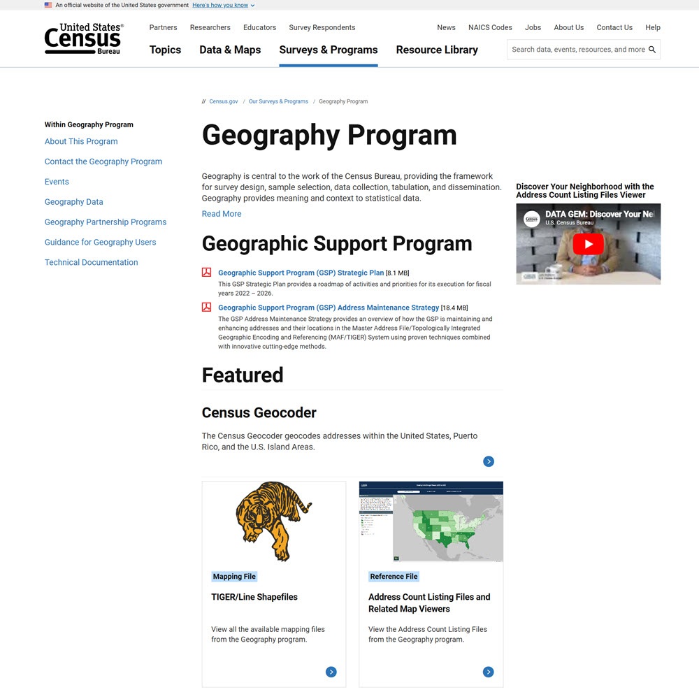 US Census Geography Program