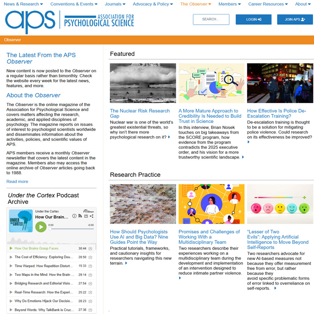 Association for Psychological Science Observer