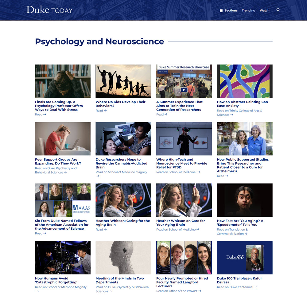 Duke Today – Psychology & Neuroscience