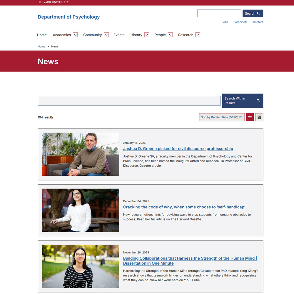 Harvard's Department of Psychology