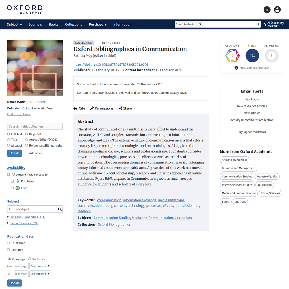 Oxford Bibliographies Communication