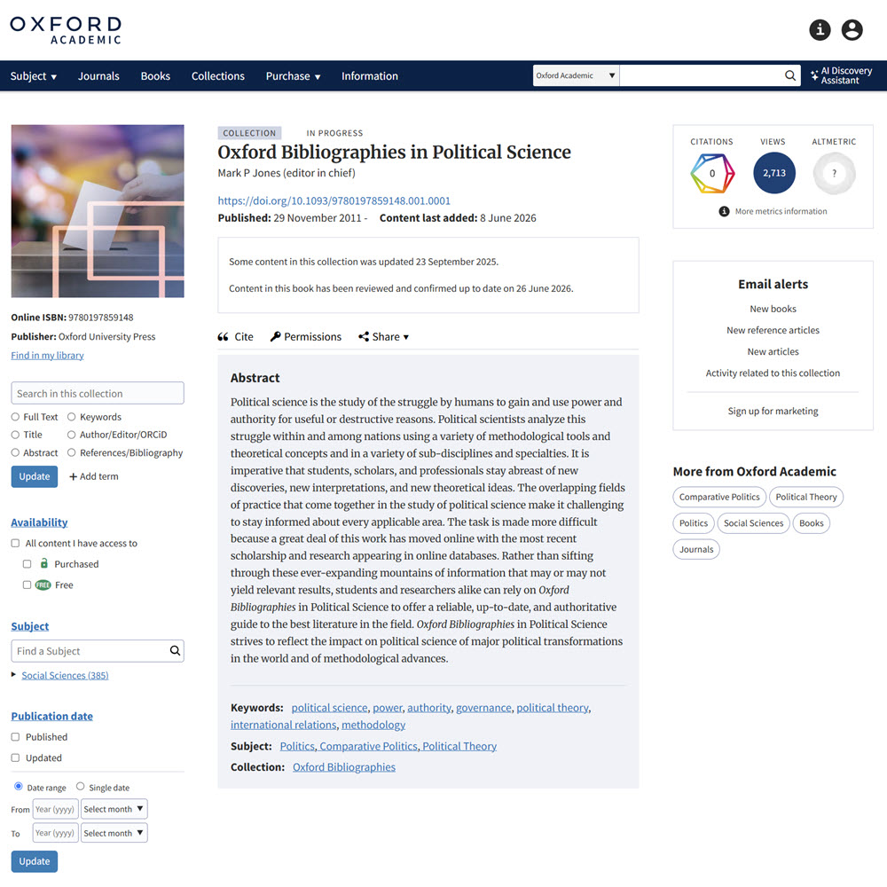 Oxford Bibliographies Political Science