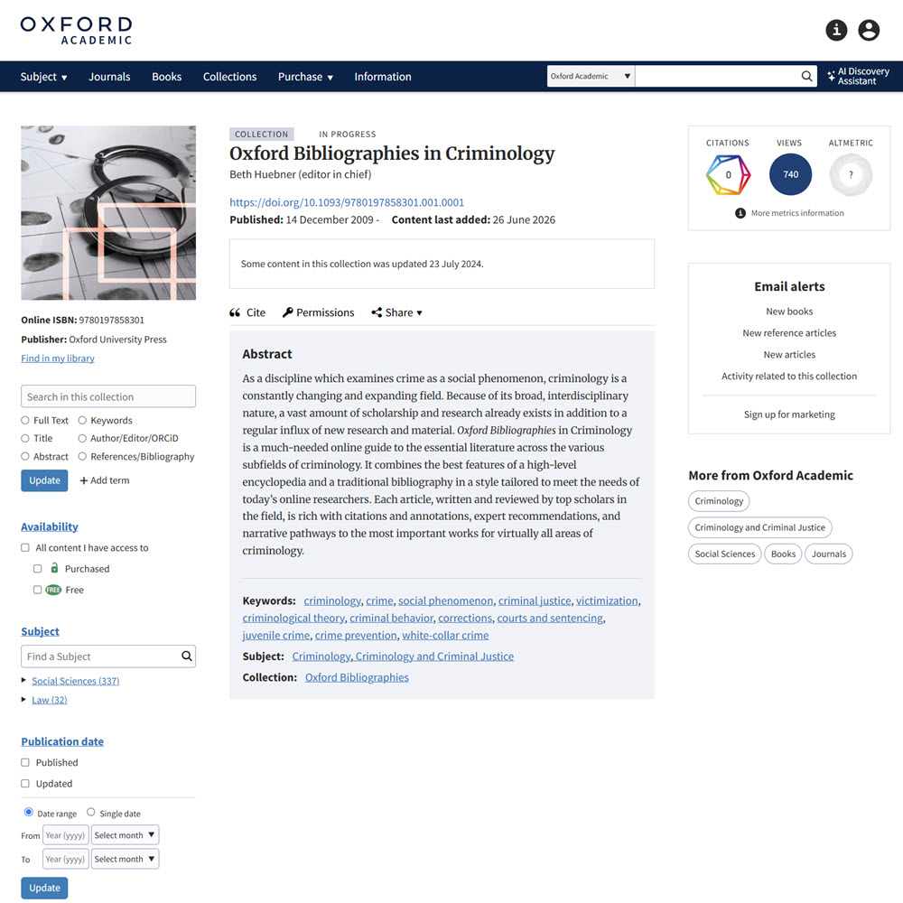 Oxford Bibliographies in Criminology
