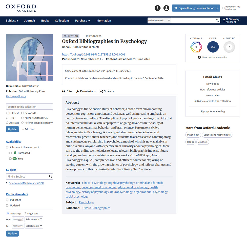 Oxford Bibliographies in Psychology