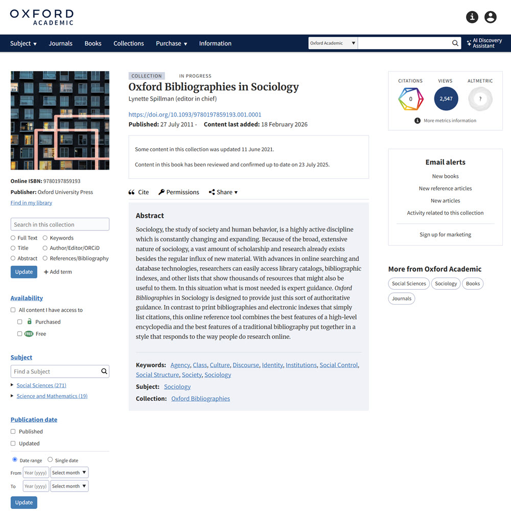 Oxford Bibliographies in Sociology