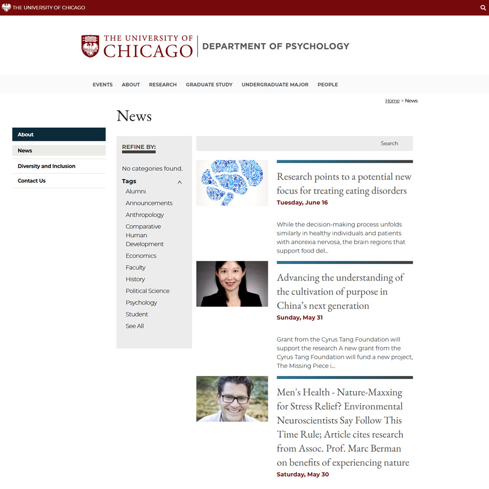 University of Chicago Department of Psychology