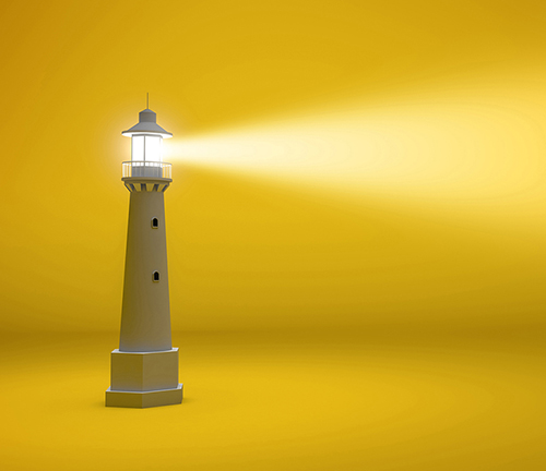 Lighthouse in yellow background