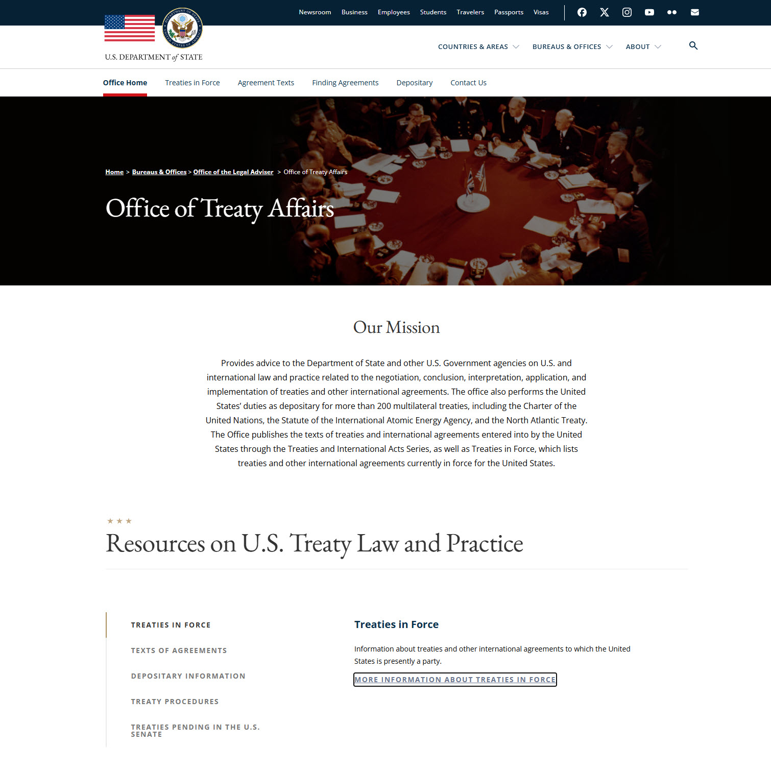 Treaties in Force (U.S. Department of State Office of Treaty Affairs)